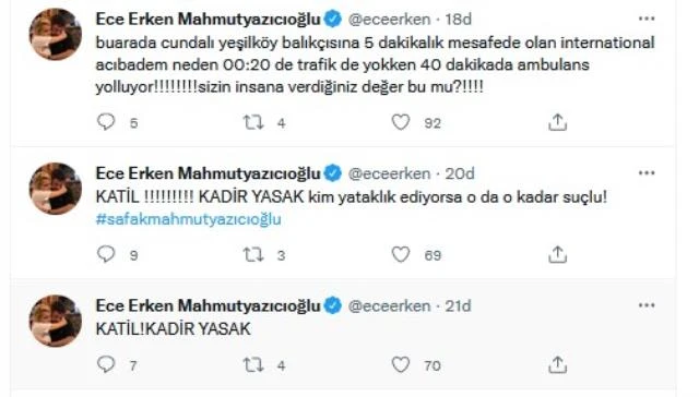 Eşi Şafak Mahmutyazıcıoğlu öldürülen Ece Erken’den yardım çığlığı