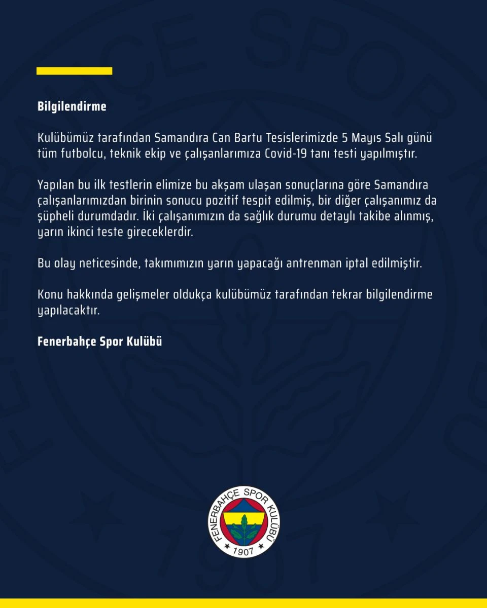 Fenerbahçe tesislerinde koronavirüs vakası