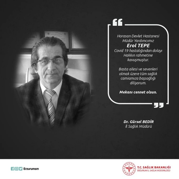 Horasan Devlet Hastanesi Müdür Yardımcısı Kovid-19'a yenik düştü