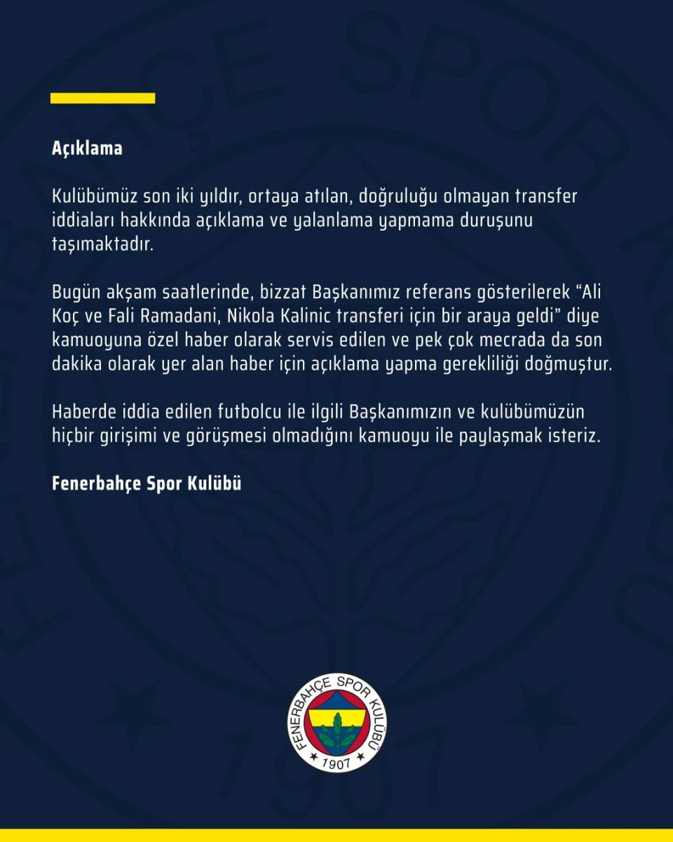 Fenerbahçe'den Kalinic açıklaması