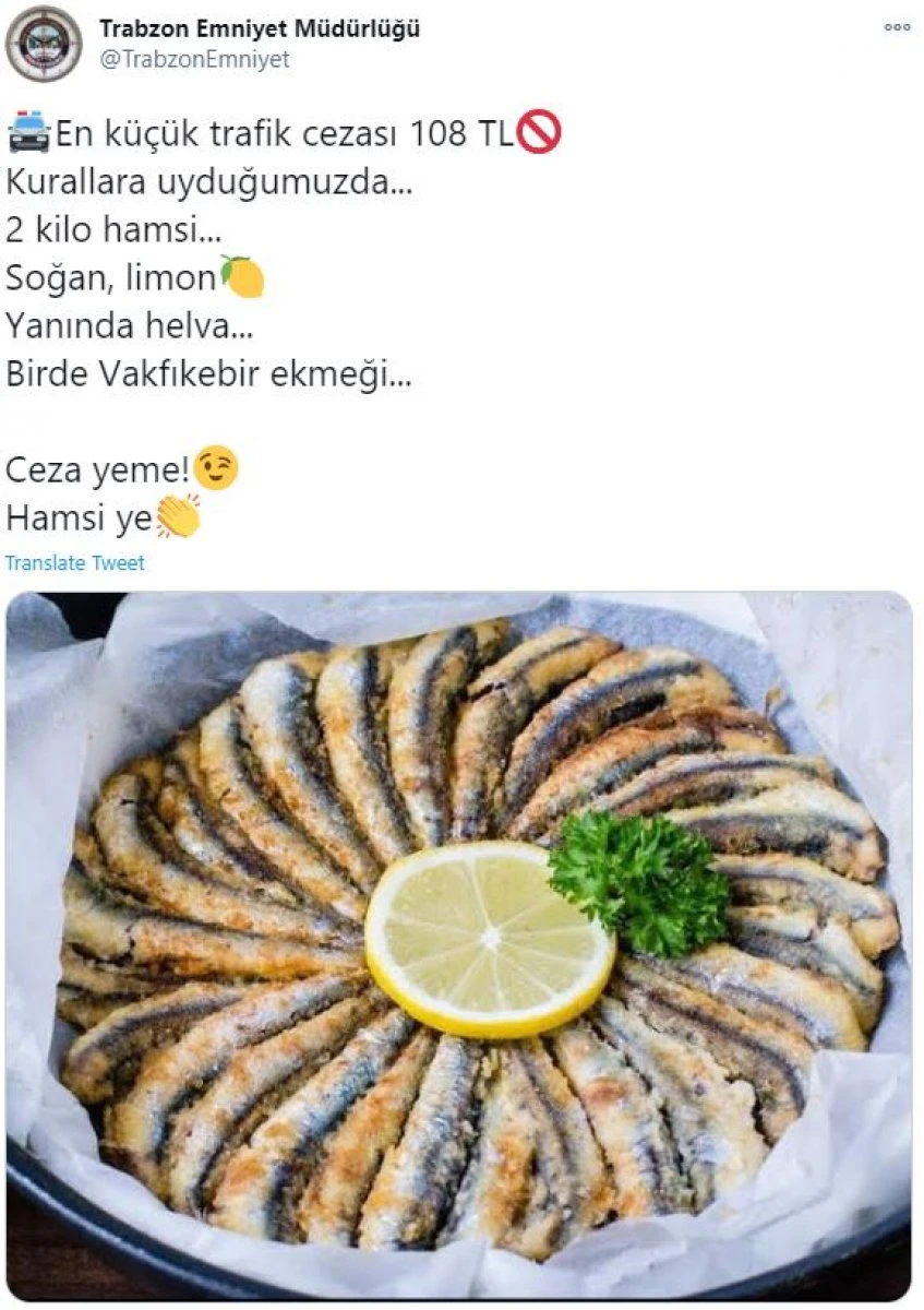Trabzon Emniyeti'nden sürücülere: Ceza yeme, hamsi ye