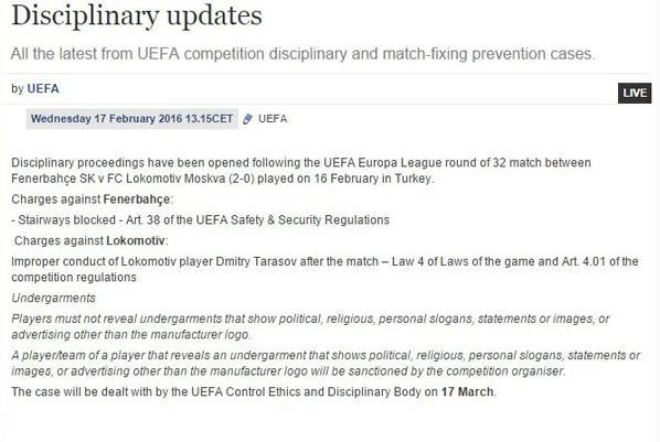 UEFA Putin tişörtü için harekete geçti