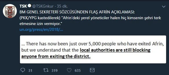Tsk, Afrin Açıklamasıyla Tarihi Bir Paylaşım Gerçekleştirdi