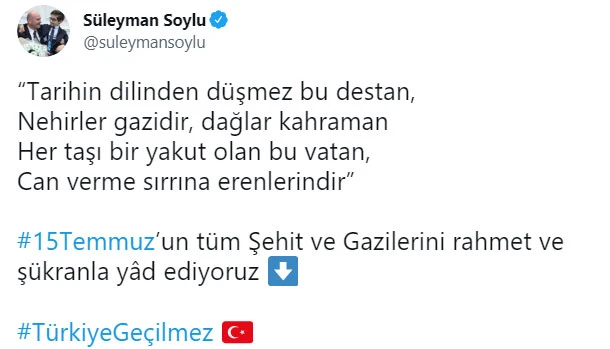 Bakanlardan 15 Temmuz mesajı