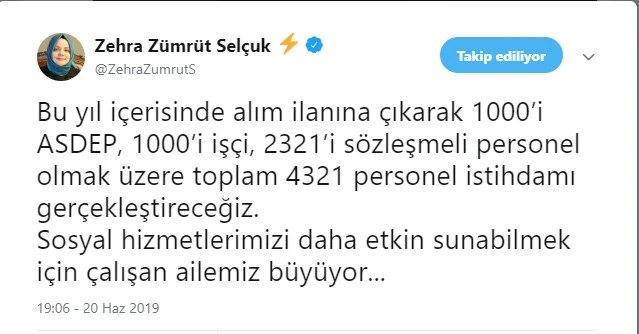 Bakan Selçuk: 4 bin 321 personel istihdamı gerçekleştireceğiz