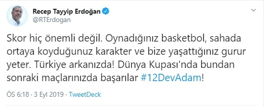 Cumhurbaşkanı Erdoğan'dan '12 Dev Adam'a gurur veren destek mesajı