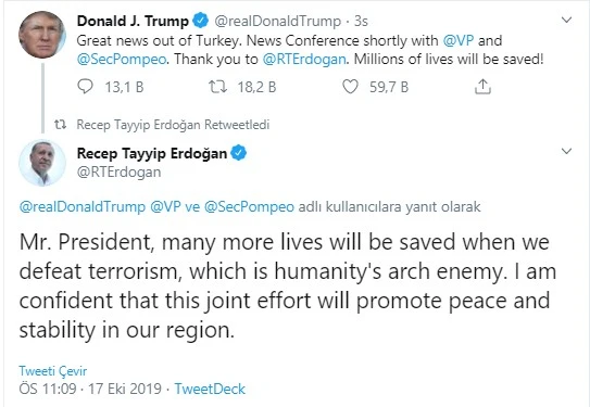 Cumhurbaşkanı Erdoğan'dan Trump'a cevap: terörizmi yendiğimizde daha fazla can kurtulacak