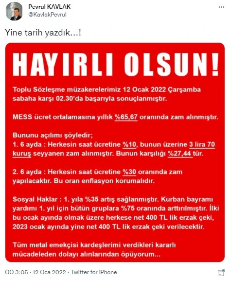 Türk Metal Sendikası ile MESS anlaştı: Yüzde 65 zam