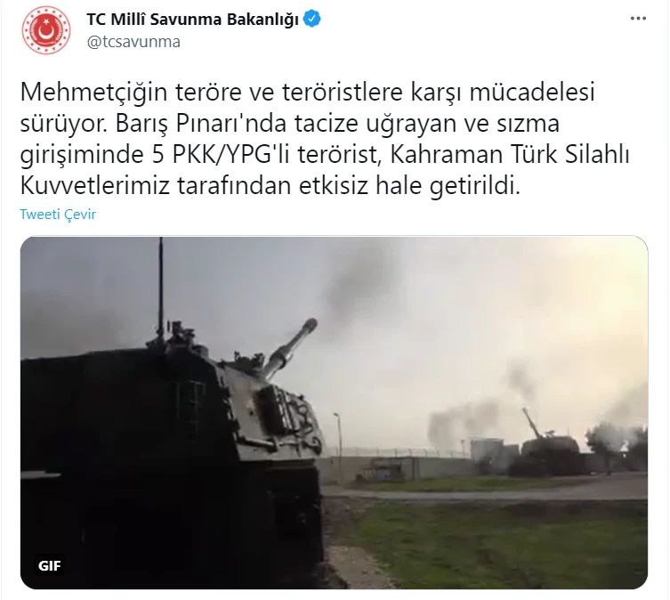 MSB 5 PKK/YPG'li teröristin etkisiz hale getirildiğini açıkladı