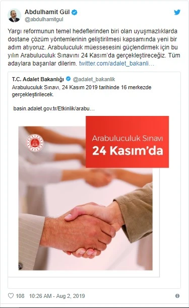 'Arabuluculuk sınavı 24 Kasım'da yapılacak'