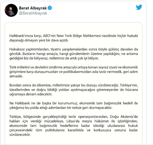 Bakan Albayrak'tan Halkbank açıklaması: Asla geri adım atmadık