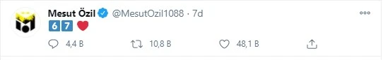 Mesut Özil'den '67' paylaşımı