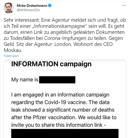 Biontech aşısını karalamak için para aldılar