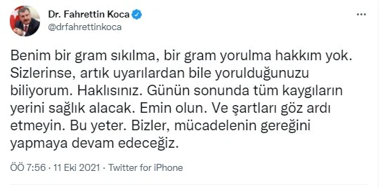 Bakan Koca 'emin olun' deyip paylaştı: Tüm kaygıların yerini sağlık alacak