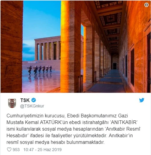TSK: Anıtkabir'in resmi sosyal hesabı yoktur