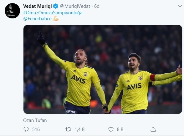 Vedat Muriqi'den Gaziantep FK galibiyeti sonrası omuz omuza paylaşımı