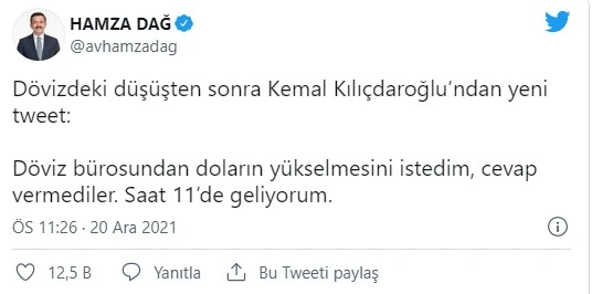 AK Parti'li Hamza Dağ’dan Kılıçdaroğlu’na dolar göndermesi: Saat 11’de geliyorum