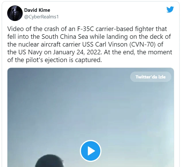 F-35 kazasının görüntüleri ortaya çıktı! ABD ve Çin karşı karşıya