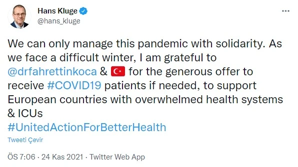 DSÖ’den Türkiye ve Fahrettin Koca’ya teşekkür