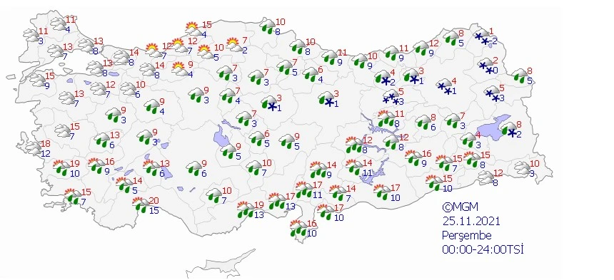 Meteoroloji'den il il kar ve yağmur uyarısı! Tüm bölgelerde etkili olacak (25 Kasım hava durumu)
