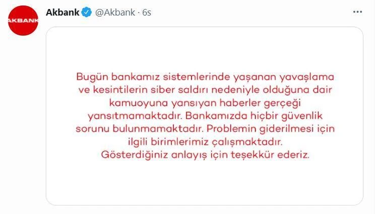 Akbank'ta sorun çözüldü