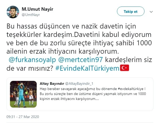 Altay Bayındır'dan anlamlı hareket
