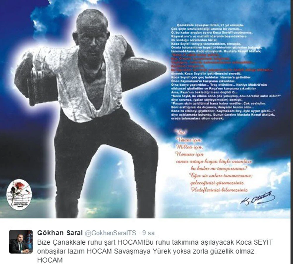 Gökhan Saral’dan Yanal’a ’Seyit Onbaşı’lı gönderme