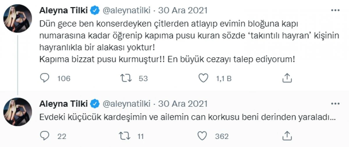 Saplantılı hayranı yüzünden Aleyna Tilki evini değiştirdi