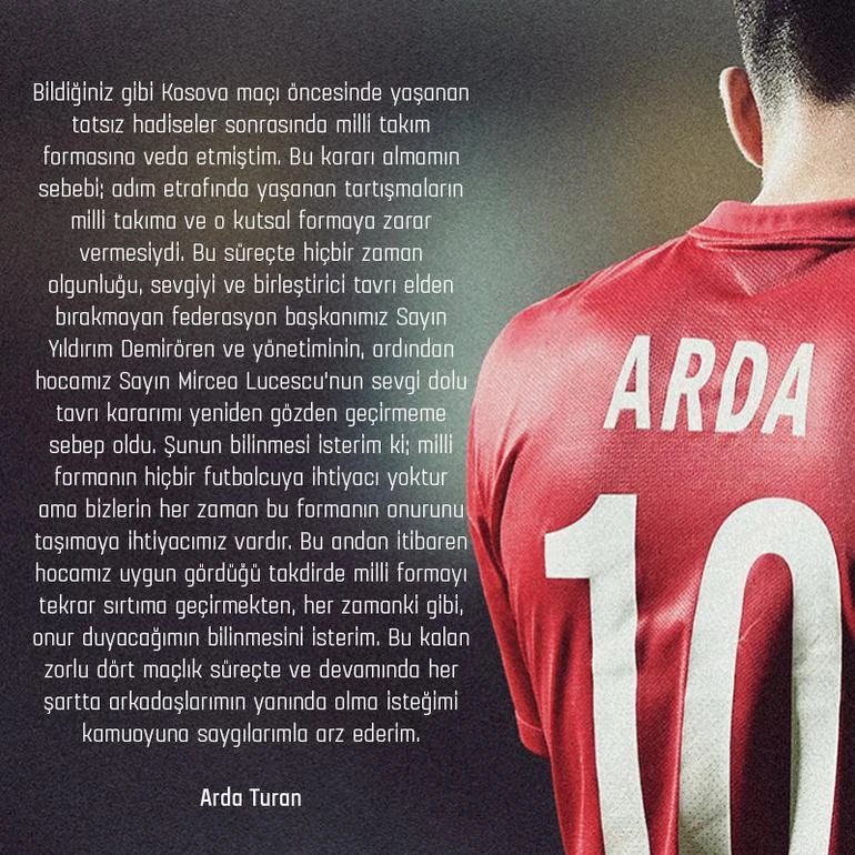 Arda Turan A Milli Takım'a geri döndü