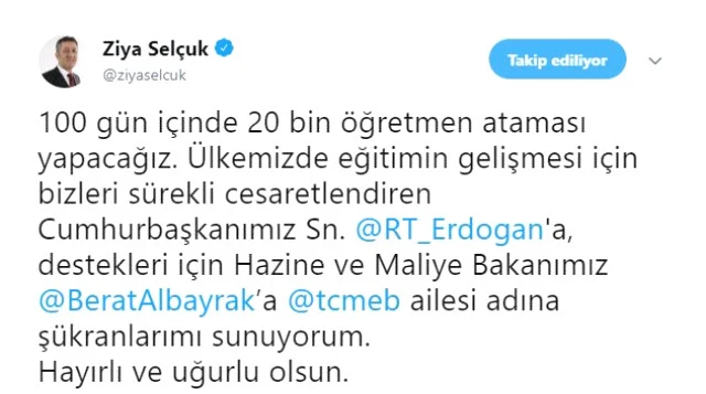 Bakan'dan öğretmenlere müjde