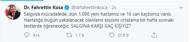 Sağlık Bakanı Koca'dan koronavirüsle mücadelede yeni uyarılar ve haftaya dair öngörüler