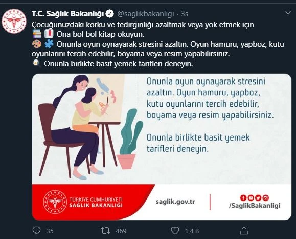 Sağlık Bakanlığından çocuklardaki tedirginliğin azaltılması için ailelere öneriler