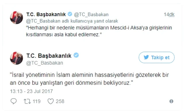 Başbakan'dan İsrail'e Mescid-i Aksa uyarısı: Yanlıştan dönmesini bekliyoruz