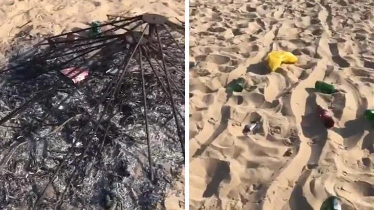 Bozcaada'da tepki çeken görüntüler! Parti sonrası çöplüğe döndü