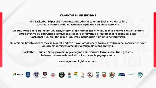 Basketbol Kulüpler Birliği kuruluyor