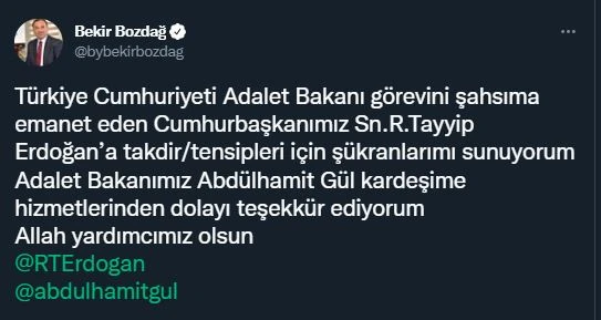 Adalet Bakanı Abdülhamit Gül istifa etti: Yerine Bekir Bozdağ atandı