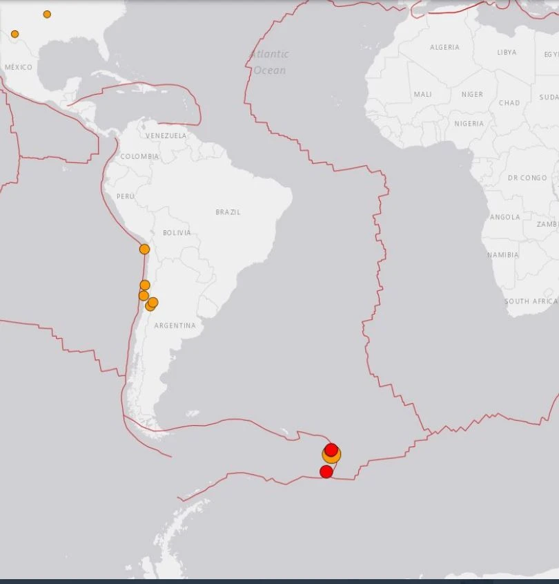 Son dakika! Güney Atlantik'te 7,5 büyüklüğünde deprem