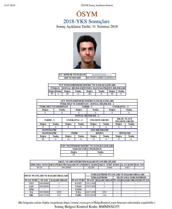 YKS Türkiye birincisi İhlas Koleji'nden