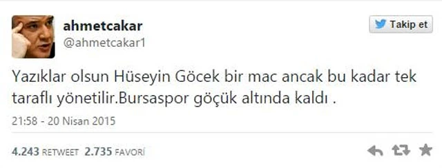 Çakar'dan F.Bahçelileri kızdıracak olay açıklama