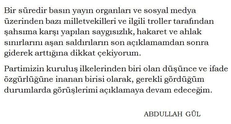 Abdullah Gül: Görüşlerimi açıklamaya devam edeceğim