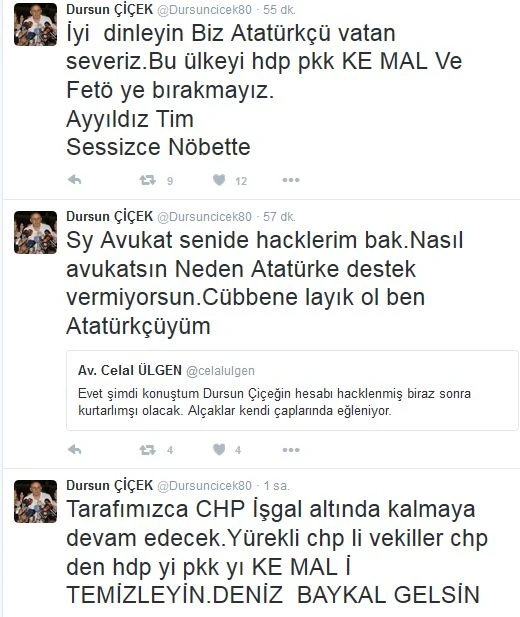 Ayyıldız Tim Dursun Çiçek'i hackledi