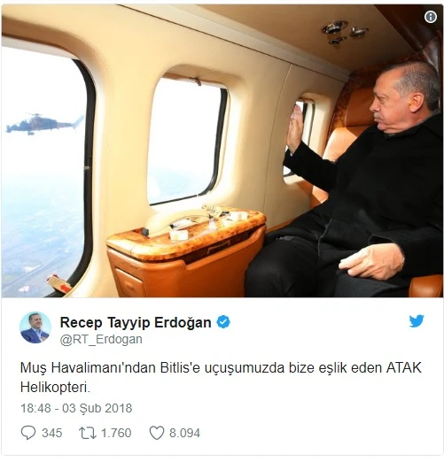 ATAK helikopteri Cumhurbaşkanı Erdoğan'a eşlik ediyor