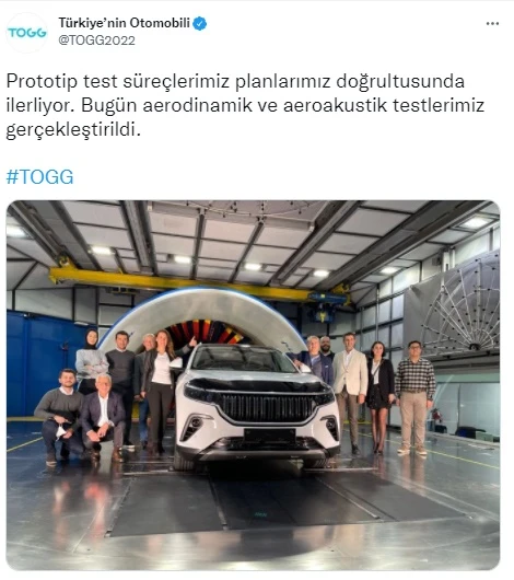 TOGG'dan heyecanlandıran paylaşım: Testler gerçekleşti