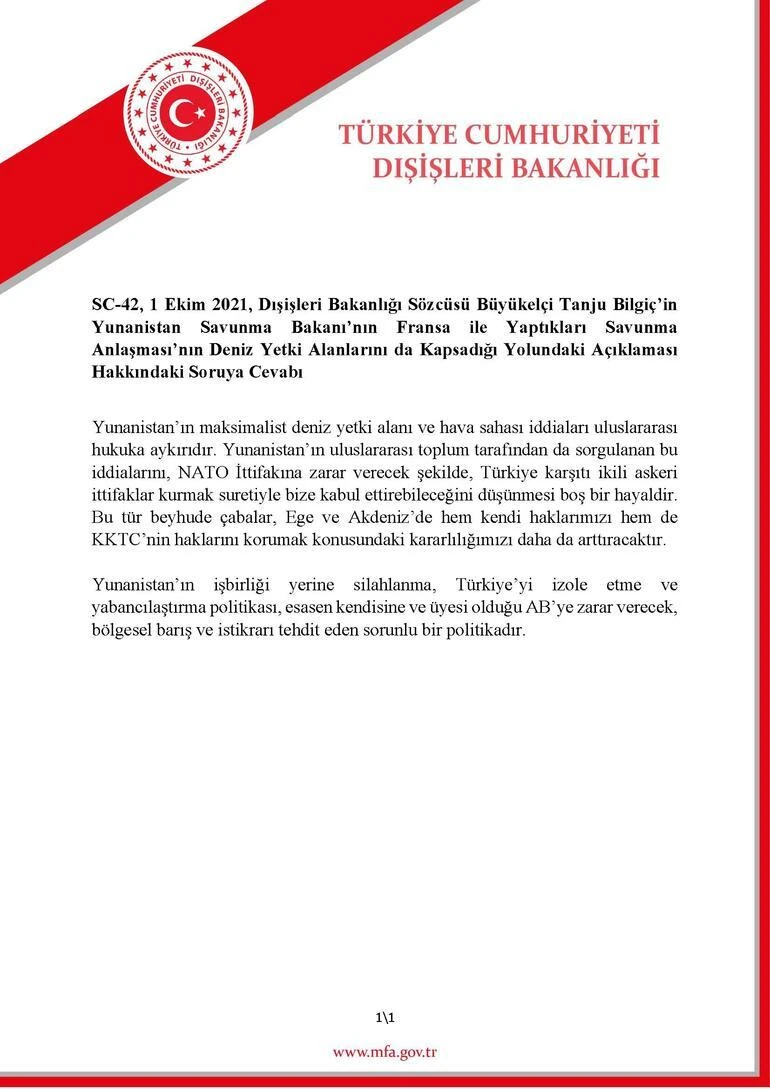 Son dakika! Dışişleri Bakanlığı'ndan Yunanistan'a tepki