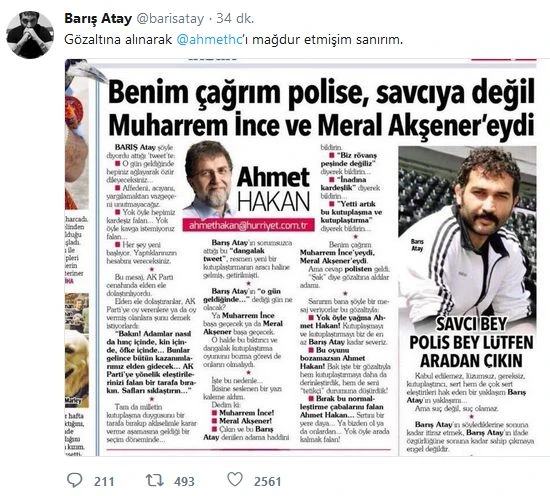 Barış Atay serbest bırakıldı, işte ilk paylaşımı
