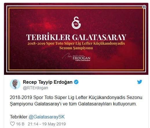 Galatasaray 2018-2019 sezonunun şampiyonu oldu