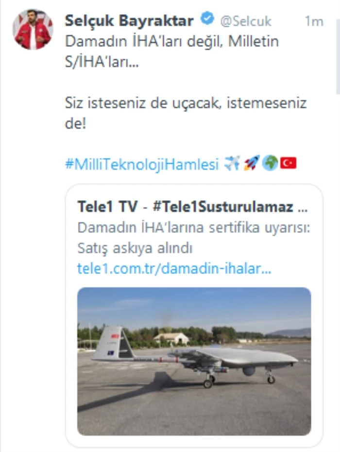 Selçuk Bayraktar'dan Tele1 TV'ye tokat gibi cevap