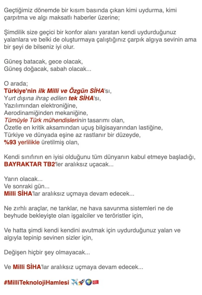 Selçuk Bayraktar'dan Tele1 TV'ye tokat gibi cevap