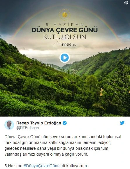 Cumhurbaşkanı Erdoğan'dan Dünya Çevre Günü mesajı