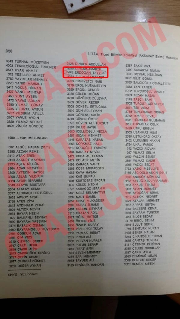 Ve Erdoğan'ın sınıf arkadaşı belgeleri paylaştı